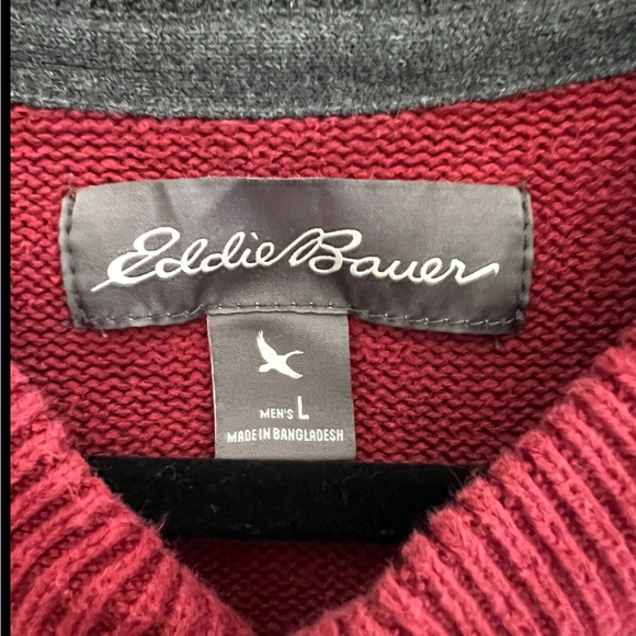Eddie Bauer Men's Maroon Crewneck Sweater L - Picture 3 of 6